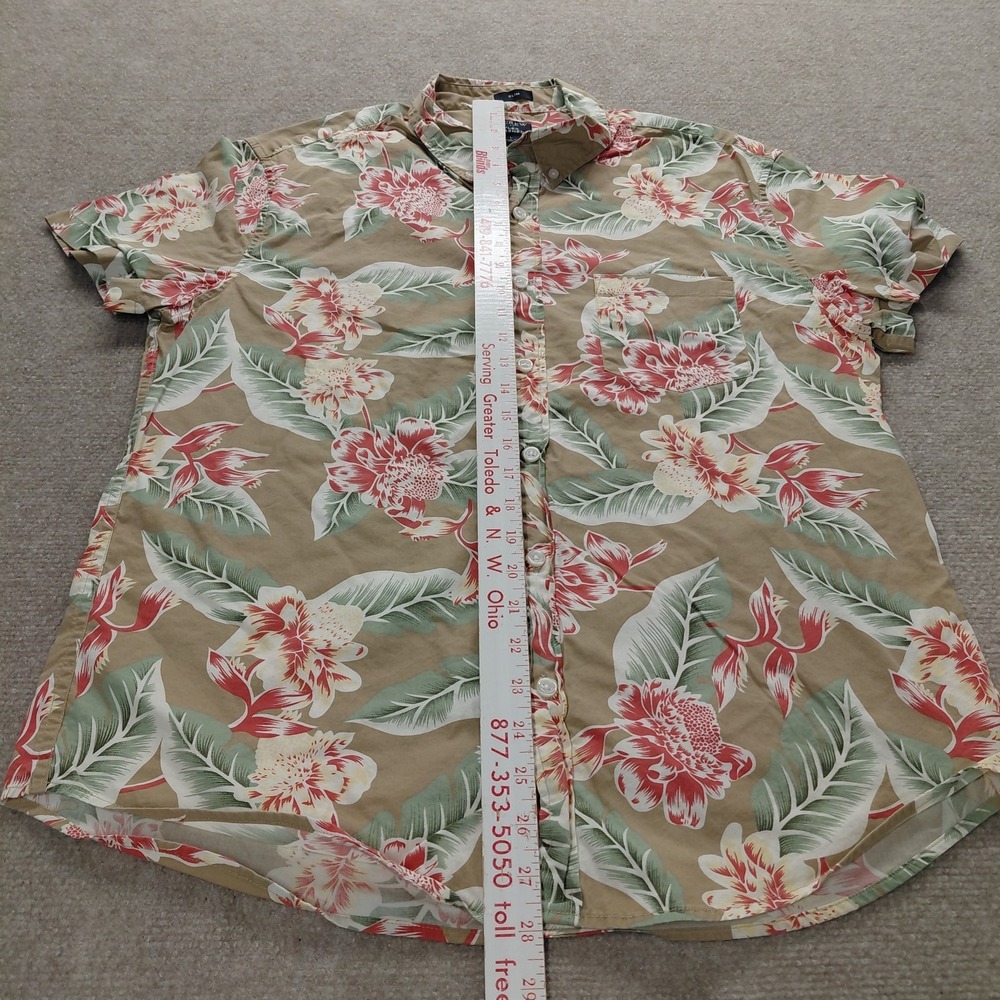 J.‎ Crew Flex Washed Men's Size L Slim Hawaiian Floral Short Sleeve Button Shirt - Picture 3 of 7